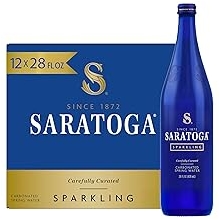 Saratoga Sparkling Water Bottles, 12-Pack - Carbonated Spring Bottled Water - Glass Bottles - 28 Fl Oz