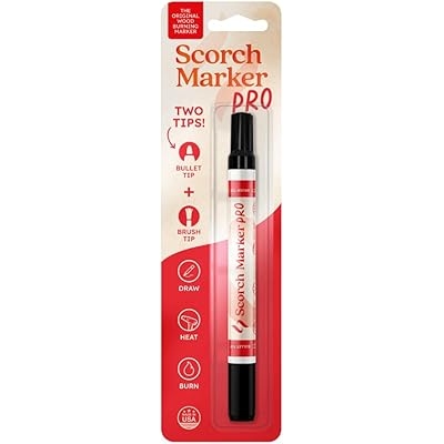 Scorch Marker - Wood Burning Marker, 2 in 1 Pyrography Kit for Adults, Woodburning Tool for Crafts, Stencils & Letters, DIY Pen Kit with Brush & Bullet Tips, Engraving Pen for Wood Burning Projects