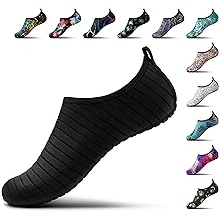 Water Shoes Women Men Adult Quick-Dry Aqua Socks Barefoot Non Slip for Beach Swim River Pool Lake surf Black SK002(U)