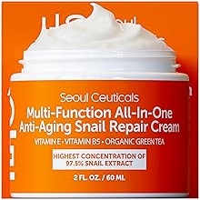 SeoulCeuticals Snail Mucin Moisturizer 97.5% - Korean Skin Care Snail Repair Cream - Day &amp; Night Anti Aging K Beauty Skincare Cruelty Free 2oz