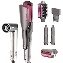 Shark Flex Fusion Hair Straightener &amp; Powerful Hair Dryer with Fusion Hair Brush, Air Styler with Auto-Wrap Hair Curlers, C