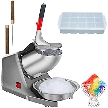 Snow Cone Machine Shaved Ice Machine Ice Crusher with Stainless Steel Blade Kitchen Electric for Shaved Ice and Snow Cone (300W 2000r/min) Also Comes with a Free Ice Pick and Ice Cube Tray