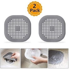 Shower Drain Covers- Drain Stopper Plug Bathtub Cover Silicone,Rubber Bathtub Sink Strainer with Sucker Home Drain Protectors 2PCS (gray)