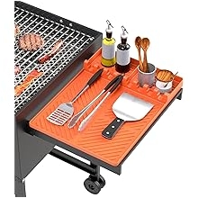 Silicone Grill Mat Compatible with Blackstone, BBQ Griddle Tools Mat with Drip Pad, Spatula Mat for Outdoor Kitchen Counter, Gifts for Men (Orange)