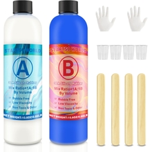 Silicone Mold Making Kit, 30A Blue Platinum RTV-2 Liquid Silicone Rubber 21.2 for Casting Resin, Soap, Candle, Clay, DIY Molds -1:1 by Volume with Tool Kit 4 Cups, 4 Sticks,1 Pair Gloves