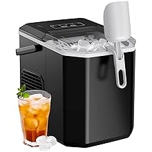 Silonn Ice Maker Countertop, Portable Ice Machine with Carry Handle, Self-Cleaning Ice Makers with Basket and Scoop, 9 Cubes in 6 Mins, 26 lbs per Day, Ideal for Home, Kitchen, Camping, RV