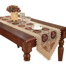 Simhomsen Embroidered Vintage Floral Lace Burgundy Table Runner 16 &times; 72 Inch