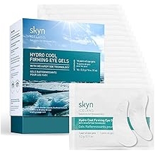 Skyn ICELAND Hydro Cool Firming Under Eye Patches, Instant Cooling for Puffy, Tired Eyes with Peptides and Coenzyme Q10, 10 Minute Treatment, Vegan, All Skin Types, 16 Pairs