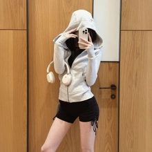 Slim-Fit Jacket for Women, Regular Shoulder Sweatshirt, Autumn and Winter Clothing, Hooded Top, Waist-Cinching, Slimming Top, 2025 New Style