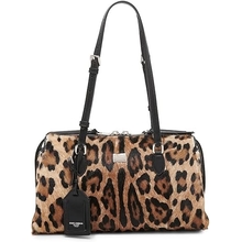 Small Vittoria Leopard-Print Calf Hair Rumble Shoulder Bag, Leo Nero