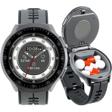 Smart Watch with Pill Box, Fitness Smartwatch with Bluetooth Call for Men, Water Resistant Pill Organizer for Emergency, Pill Case for Emergency, Small Pill Container for Vitamin, Fish Oil