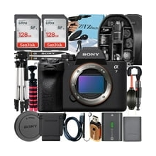 Sony a7 IV Mirrorless Camera + Tripod + 2 Pack 128GB Memory Card + Backpack + ZeeTech Accessory Bundle International Version