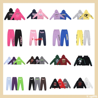 Sp5Der Hip Hop Singer Young Thug3D Printed Letters 555555 Hooded Pink Sweatshirt Simple and Versatile