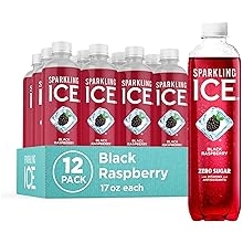 Sparkling Ice, Black Raspberry Sparkling Water, Zero Sugar Flavored Water, with Vitamins and Antioxidants, Low Calorie Beverage, 17 fl oz Bottles (Pack of 12)