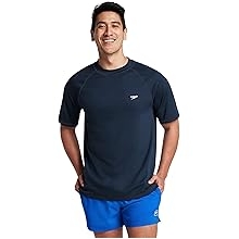 Mens Uv Swim Shirt Short-Sleeve Loose Fit Easy Tee