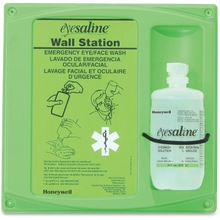 Honeywell 16 oz. 473 ml Single Bottle Trilingual Sterile Saline Eye Wash Wall Station Includes Full Bottle and Eye Wash Station