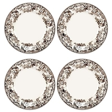 จานอาหารค่ํา Spode Delamere, และม้วนของสีน้ําตาลและสีขาว, ชุด 4