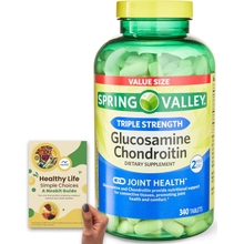 Spring Valley Triple Strength Glucosamine 1,400 mg, Chondroitin 1,200 mg Tablets for Joint Health - 340 Count - Bundle with &amp;#39;Healthy Life, Simple Choices: Guide