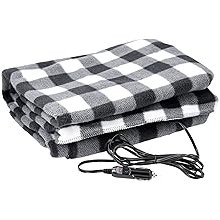 Heated Blanket - 12-Volt Electric Blanket for Car, Truck, SUV, or RV - Portable Winter Car Accessories for Camping or Travel by Stalwart (Black Plaid)