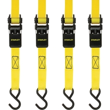 STANLEY S9500 BlackYellow 1 x 10&amp;#39; Ratchet Straps - Light Cargo Hauling 900 lb Break Strength, 4 Pack