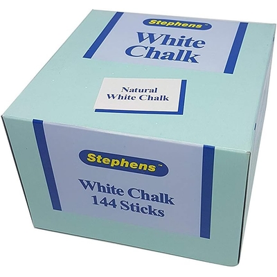 Stephens White Chalk Box of 144 Sticks, Ideal Toys For Kids, Mess-Free Alternative To Paint, Colouring For Craft And Board, Pavement Painting Drawing, Or Blackboard Writing package may vary