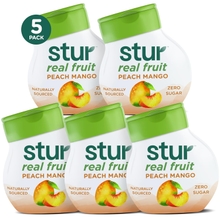 Stur Liquid Water Enhancer | Peach Mango | Sweetened with Stevia | High in Vitamin C &amp; Antioxidants | Sugar Free | Zero Calories | Keto | Vegan | 5 Bottles, Makes 120 Drinks