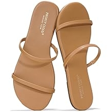 Summer Sandals for Women 2026 - Memory Foam Insole and Eco-Crafted Leather Beach Flip Flops for Women - Non Slip and Lightweight Double Strap Womens Sandals (Transition)