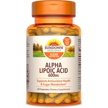 Sundown Alpha Lipoic Acid 600mg ، يدعم الصحة المضادة للأكسدة ، المكمل الغذائي ، 60 كبسولة