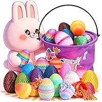 TBOLINE 16 Pack 3D Printed Dragon Egg - Prefilled Easter Eggs with Easter Basket, 3D Easter Egg Hunt Filled with Toys Basket Stuffers Fillers, Articulated Dragon Fidget Toys Gifts for Kids Boys