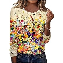 Women Long Sleeve Crew Neck Tee Tops Trendy Casual Dressy Blouses Spring Clothes Pullover Shirts