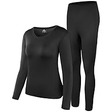 Thermal Underwear Women Ultra-Soft Set Base Layer Top &amp; Bottom Long Johns with Fleece Lined Winter Warm