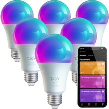 TJOY 6 Pack Alexa Smart Light Bulbs، WiFi Led Light Bulb يعمل مع Alexa & Google Home، Dimmable RGB Color Changing 2700-6500K Smart App Control 2.4Ghz Only، A19 E26 9W 60W مكافئ 800 لومن