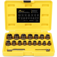 Kit Pengekstrak Bolt Belang Topec 18 Keping, Penanggal Bolt Bulat 38 Pemacu, Alat Penyingkiran Kacang Lug dengan Penyesuai Hex, Set Soket Pengekstrak Kacang Bolt untuk Bolt, Nat & Skru Patah, Rosak