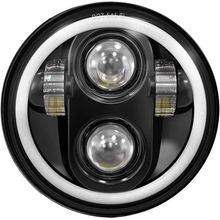 TRUCKMALL 5.75 inch LED Headlight Halo DRL Bulb Light Kit Set for Harley Davidson Street Bob Super Wide Glide Low Rider Night Rod Softail Custom Iron 883 Dyna Indian Scout Triumph Motorcycle Black