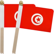 TSMD تونس عصا العلم التونسية أعلام صغيرة صغيرة محمولة باليد ، 5x8 بوصة ، 12 حزمة