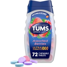 TUMS Ultra Strength Chewable Antacid Tablets for Heartburn Relief and Acid Indigestion Relief, Assorted Berries - 72 Count