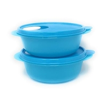 Tupperware CRYSTALWAVE Microwave Lunch Bowl SET 2, 2.5 cups, Blue