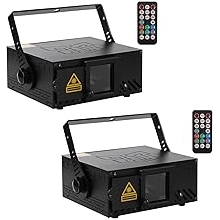 U`King Party Lights RGB Stage Lighting Beam Animation 3D Laser Lights Patterns with DMX512 Sound Activated Remote Control for Festival Bar Nightclub Wedding Live Show Church2PCS