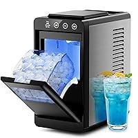 Kismile Ice Makers Countertop,26lbs in 24Hrs, Portable Ice Maker Machine with Self-Cleaning Function,Selectable Ice Size &amp; Internal Lighting Desigh for Home/Kitchen/Bar