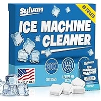 Sylvan Ice Machine Cleaner and Descaler Tablets | 30 Tabs | Made in USA | Nickel Safe Ice Maker Cleaner and Descaler | Universal Compatibility for Commercial &amp; Residential Ice Makers