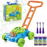 Lydaz Bubble Lawn Mower for Toddlers 1-3, Kids Bubble Machine for 1-Year-Old Boys Toy Gifts, Gardening Easter Basket Stuffers Birthday Toys, Push Summer Outdoor Toys for Preschool Baby Boys Age 1 2 3