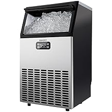 EUHOMY Commercial Ice Maker Machine, 100lbs/24H Stainless Steel Under Counter ice Machine with 33lbs Ice Storage Capacity, Freestanding Ice Maker.