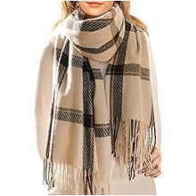 Winter Scarf for Women Shawl Soft Tassel Plaid Large Oversized Scarves Wraps
