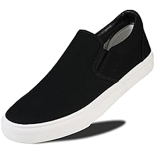 Men's Sneakers Classic Low Top Slip On Shoes Wide Canvas Skate Loafers Sneakers with Soft Insole Causal Dress Shoes for Men Comfortable Walking Shoes Slip on Sneakers for Men