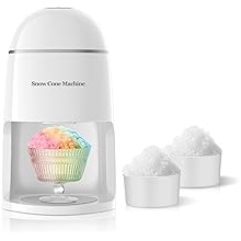 Electric Snow Cone Machine, Shaved Ice Maker Slushie Machine for Home, Kids Fast Fluffy Ice Shaver, Gift Ideal for Family Christmas Holiday, White
