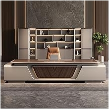 SENKAIDIAN Executive Desk boss Light Luxury high-end Office Furniture, chairmans Suitable for Private Area Senior, Daily Work, Business Negotiations, Important Meetings, Document Storage.3.6M