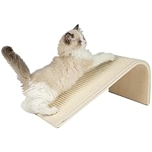 Best Pet Supplies Catify Cat Scratcher, Fun Interactive Scratchers, Posts, Poles, Claw Safe, Furniture Saver Indoor Play Support Natural Cat Behaviors Heavy Duty - Ramp Cream