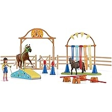 Schleich Farm World ، ألعاب المزرعة للفتيات والفتيان الأعمار 3 - 8 ، 41 قطعة مسرحية ، تدريب أجيليتي المهر في مجموعة المزرعة