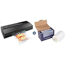 GERYON Food Vacuum Sealer Machine Black and 8x120ft Food Vacuum Sealer Rolls with Cutter
