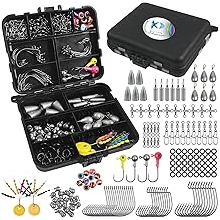 Fishing Accessories Fishing Tackle Box with Tackle Included, Fishing Hooks Bobbers Swivels Sinker Weights Fishing Gear Set Equipment for Bass Trout
